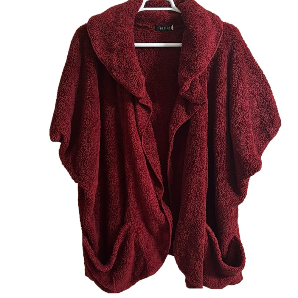 Red Wine Asymmetric Draped coat